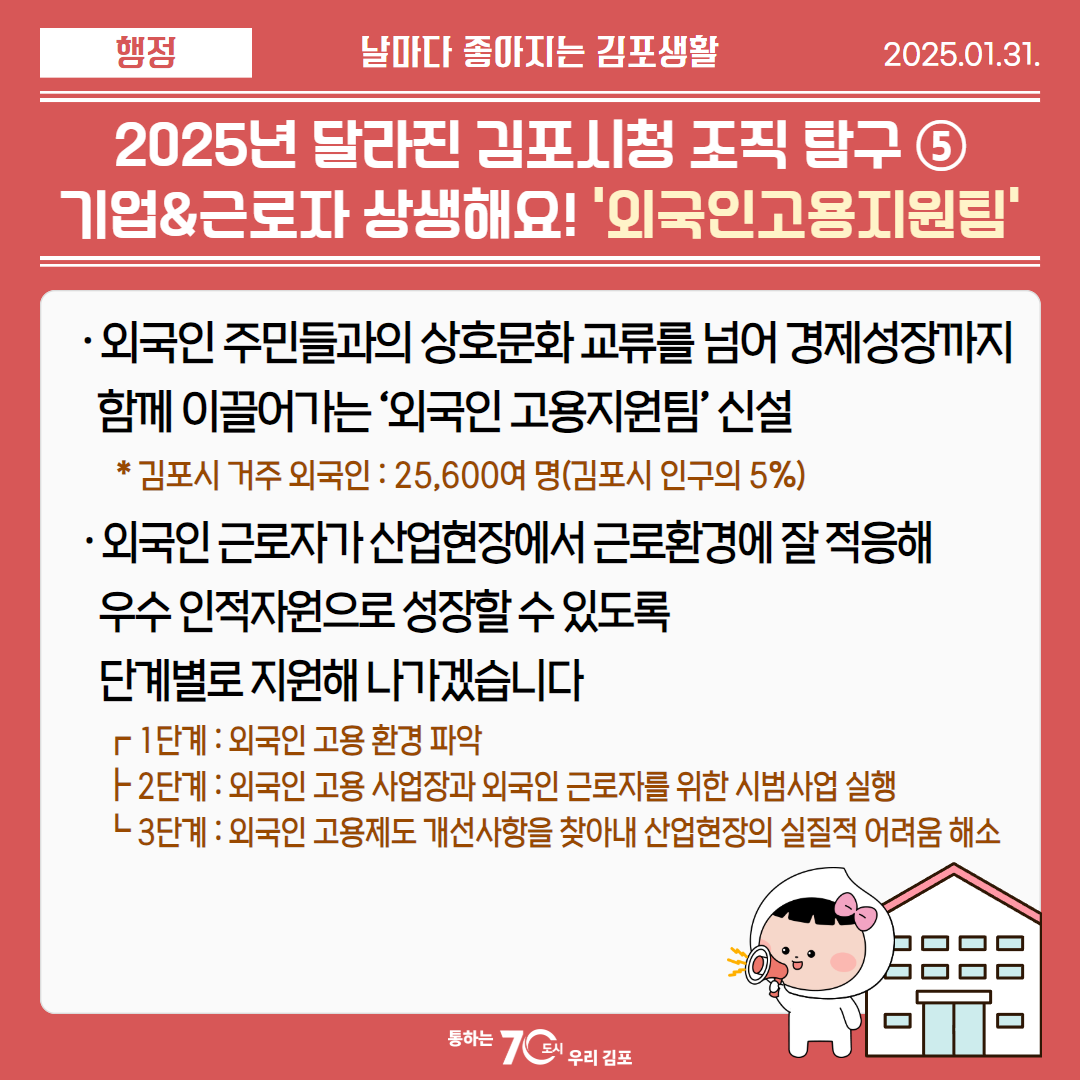 2025년 달라진 김포시청 조직탐구 ⑤, 기업&근로자 상생해요! ＇외국인고용지원팀＇ 이미지