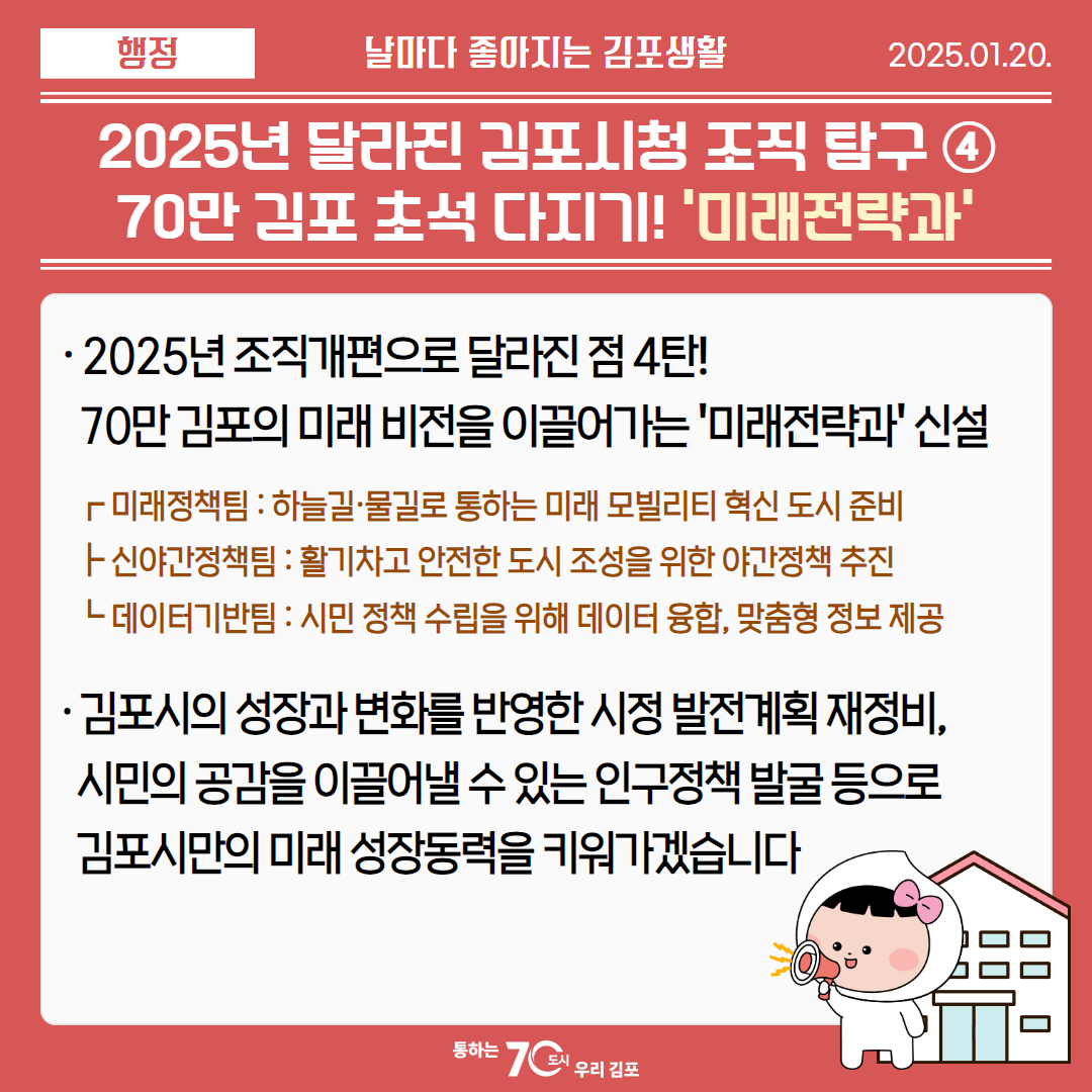 2025년 달라진 김포시청 조직 탐구 ④ 70만 김포 초석 다지기! ＇미래전 이미지